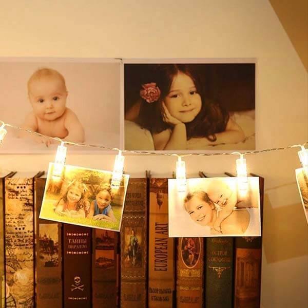 LED String Lights with Clothespins for Photography